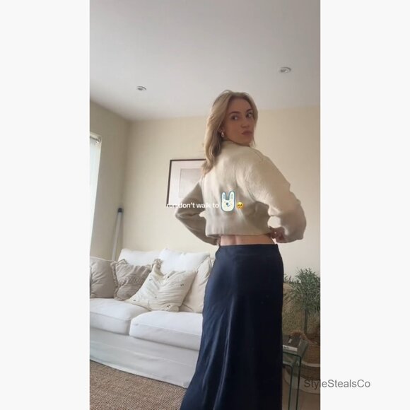 Cropped Cardigan Sweater Slim Fit Long Sleeve Button Down Knit Top - Picture 7 of 7